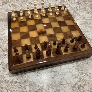 Two tone brown resin chess board