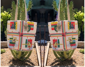 Fiesta Tote, salvaged vintage linen