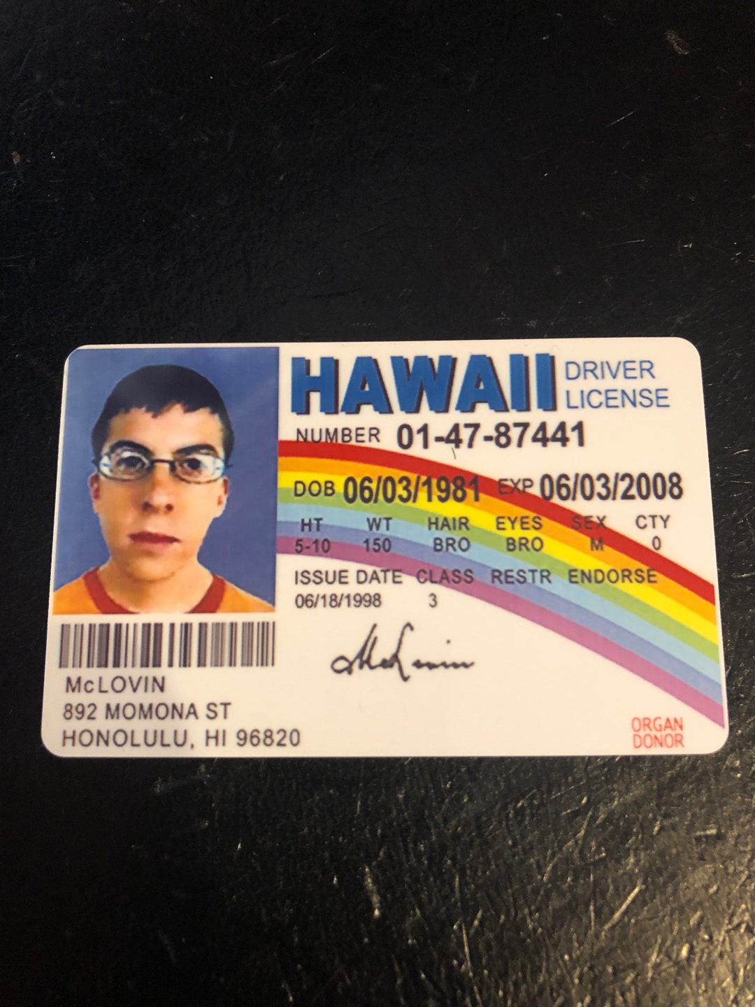 Mclovin SUPERBAD Driver License Movie Prop