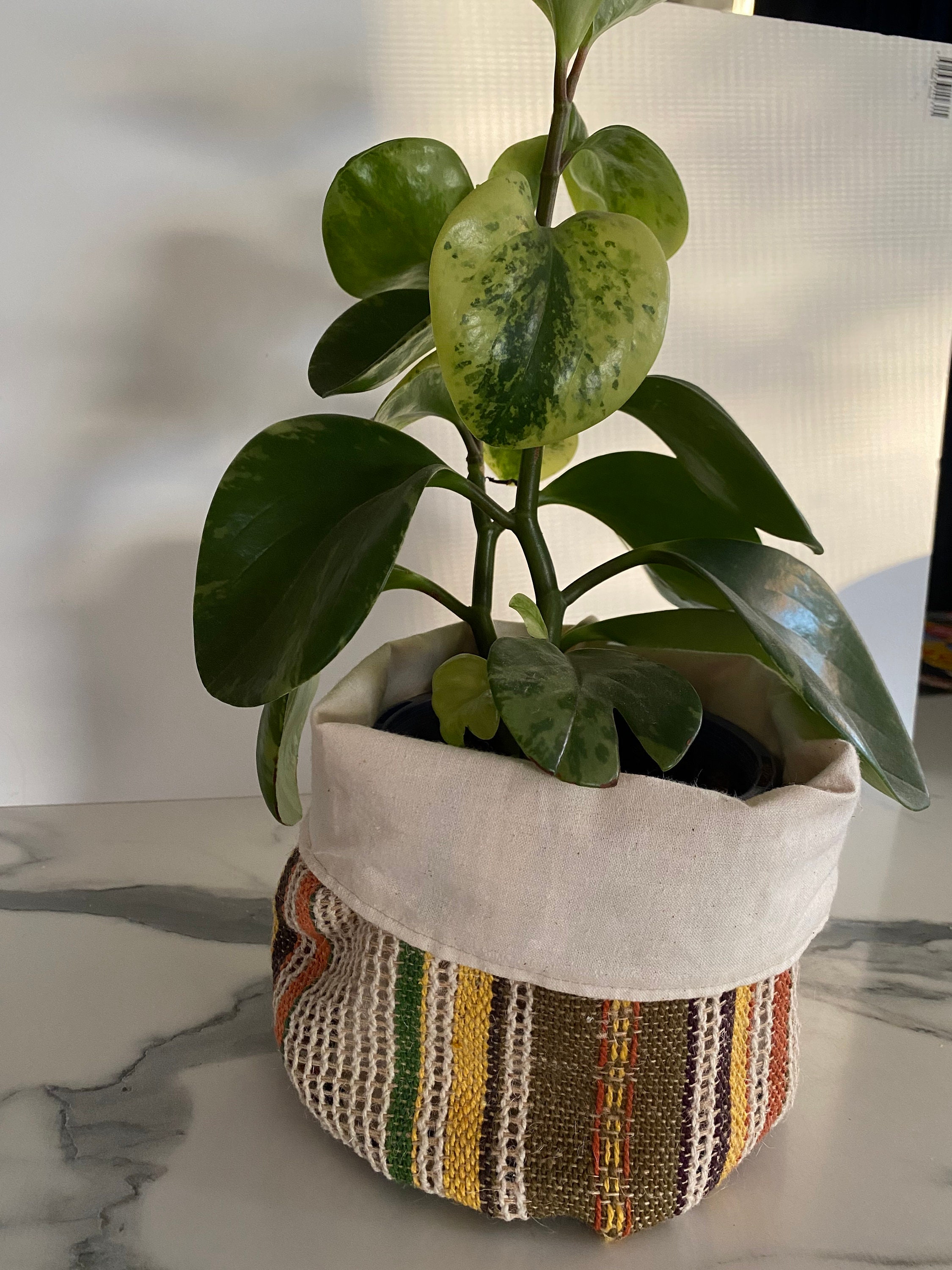 Cute Striped Hessian/ Burlap Pot Plant Holder Etsy UK