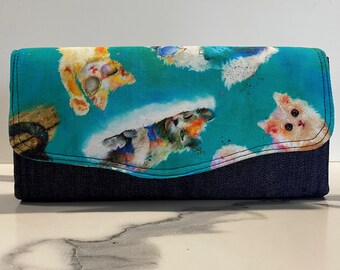 Cat Print Large Spacious Cat Lover Purse Wallet