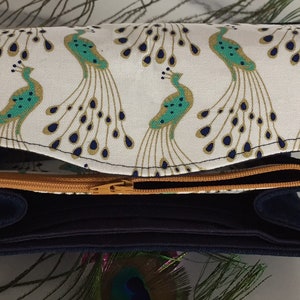 Peacock print and denim purse image 7