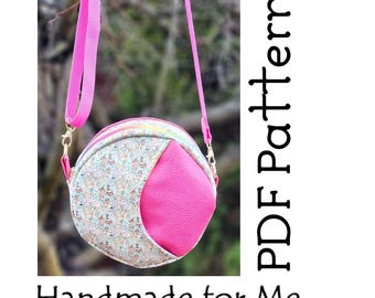 Round Handbag & Shoulder Strap Beginner PDF Sewing Pattern - The Crescent Moon Bag