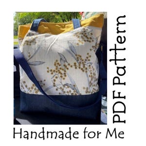 Sewing Pattern, Lined Tote Bag with Zipper Pocket (PDF Pattern)