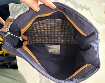 Large Blue Paisley Canvas Lightweight Messenger Satchel Shoulder Everyday Bag