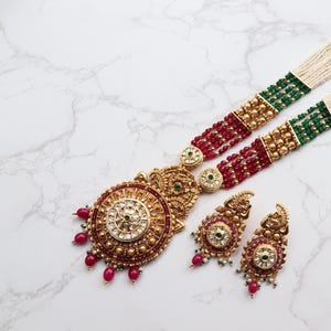 Vergulde Kundan Rani Haar-kettingset: Indiase sieraden