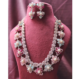Rose Gold Bloom Long Necklace, Rani Haar, Indian Long Necklace, Indian Jewelry, Long Kundan Necklace, Long Mala Necklace