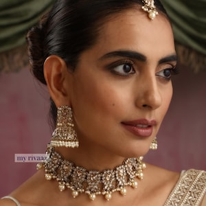 Gold Polki Choker Set: Indian Wedding Jewelry