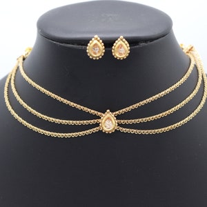 Gold Kundan Choker: Indian Necklace Set