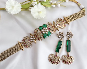 Kundan-chokerkettingset: handgemaakte Indiase sieraden