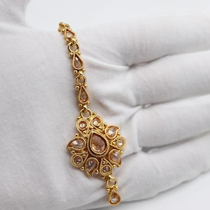 Gold Polki Tikka Small Tikka, Maang Tikka,  Kundan Tikka, kids Tikka, Tiny Tikka, Indian Tikka, Maangtikka, Indian Forehead Jewelry