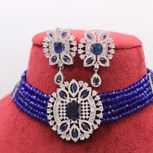 Blue Choker, Indian Jewelry Indian Necklace, Kundan Necklace Set, Pakistani Jewelry, Indian Wedding Jewelry, Indian Bride