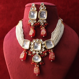 Ruby Kundan Necklace, Indian Jewelry, Indian Choker, Indian Kundan Choker, Punjabi Jewelry, Pakistani Jewelry, Kundan Necklace, Wedding