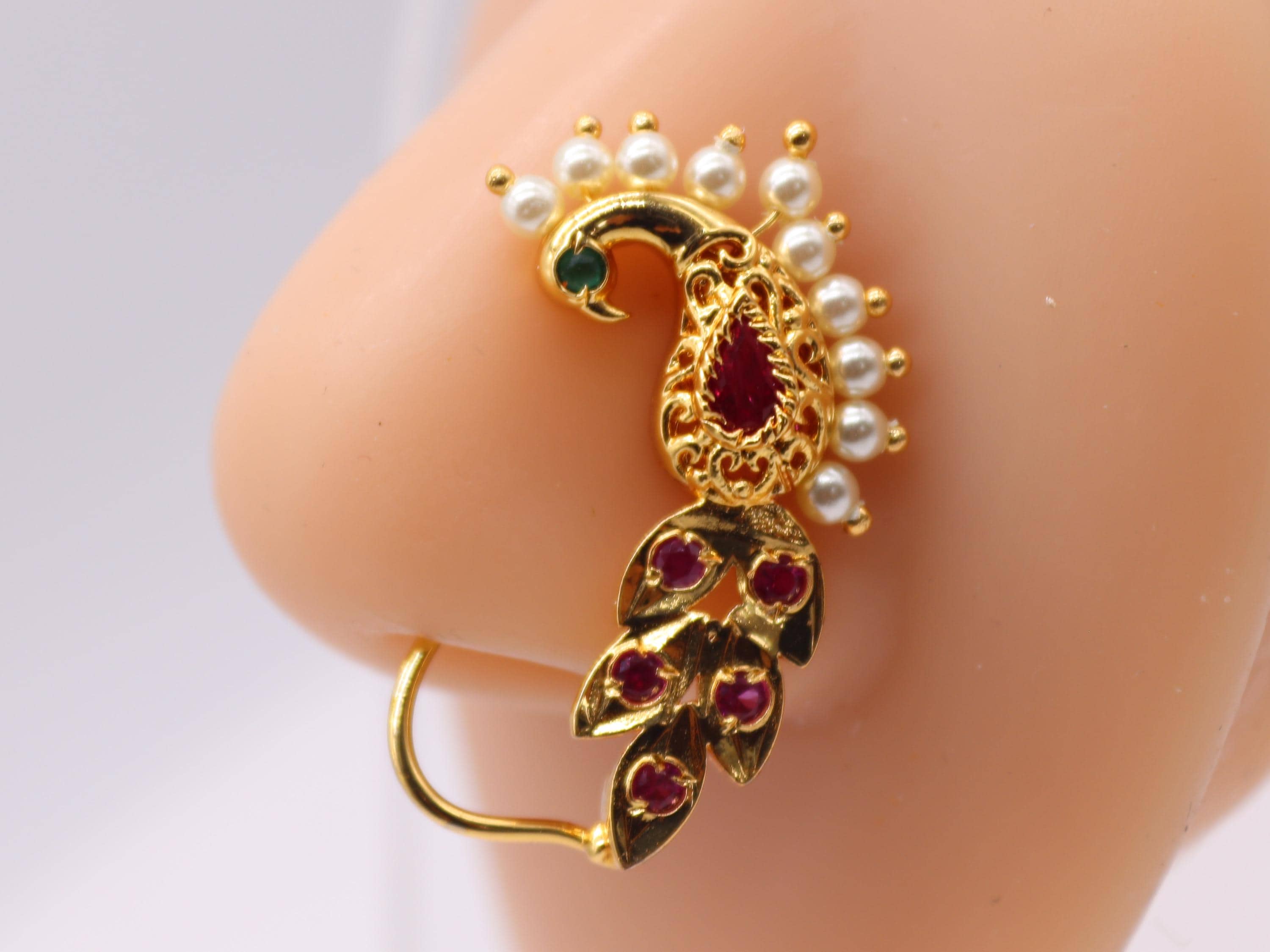 Ring Designs Maharashtrian Gold Nath Online Gold Plated Silver