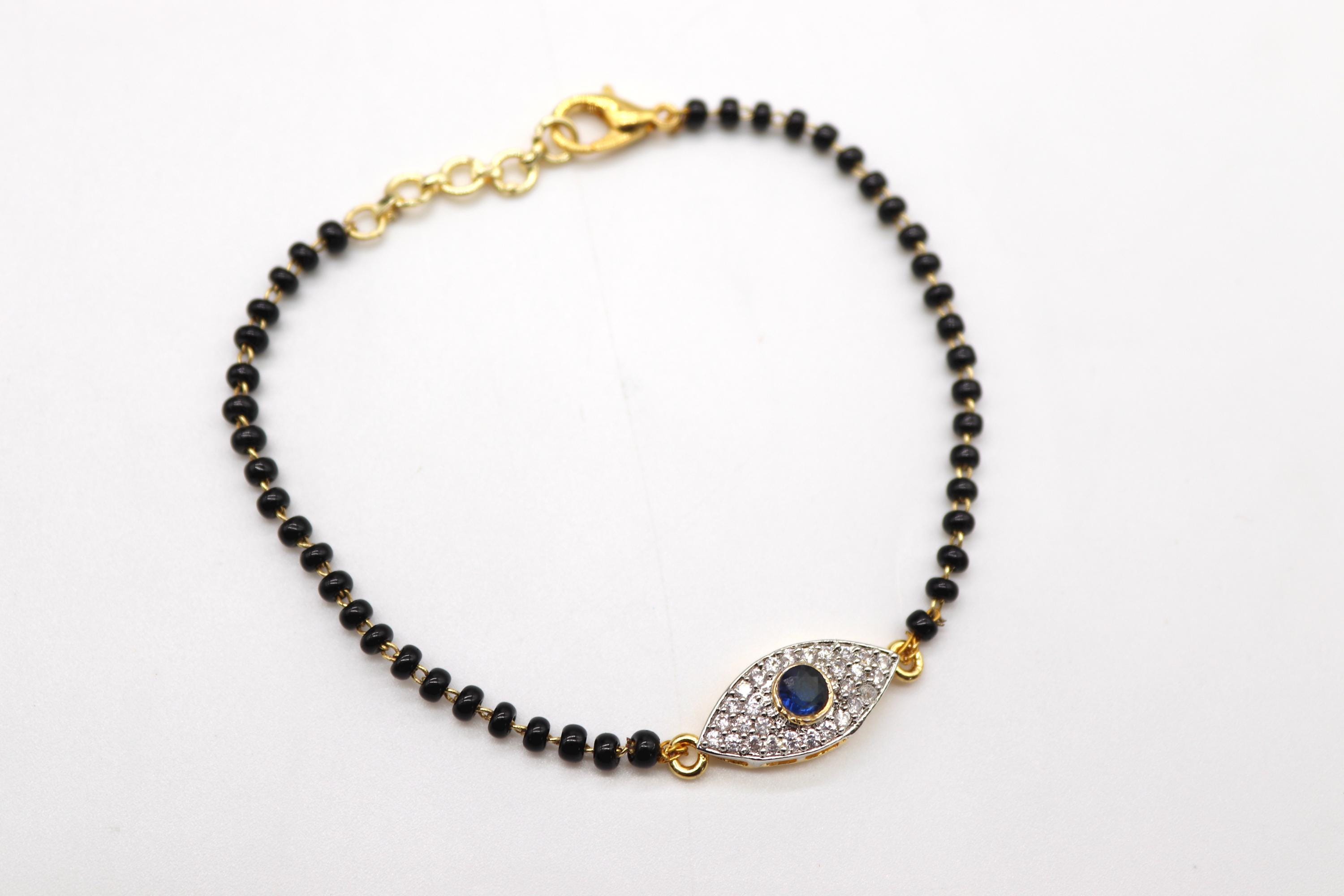 Black Evil Eye Beaded Bracelet: Indian Wedding Jewelry