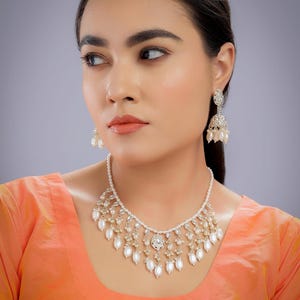 Kundan Pearl Choker Necklace Set: Indian Wedding Jewelry