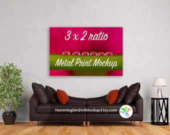 Download Free Mockup, Wall Art, Living Room, 2x3 Ratio, Artwork Styled Image, Interior Stock Photo, Art Display, Marketing, Metal Print Mock up, 4x6, 8x12 PSD Template