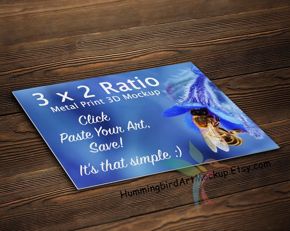 Metal Print Mockup 3d 2:3 Ratio 4x6 8x12 Smart
