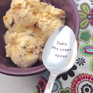 Dad&#39;s ice cream spoon, handstamped spoon, custom spoon, personalized spoon