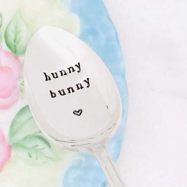 Easter basket spoon, hunny bunny, vintage stamped spoon