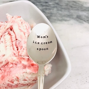 Mom’s ice cream spoon, vintage stamped, personalized, custom
