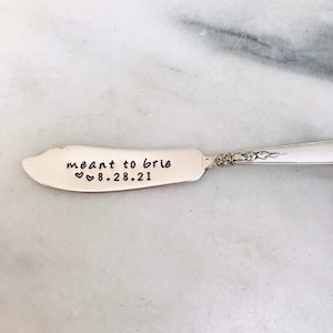 Stamped cheese spreader, best seller, engagement gift, meant to brie, custom cheese knife, personalized, wedding gift, vintage image 1