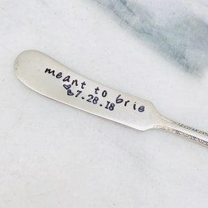 Stamped cheese spreader, best seller, engagement gift, meant to brie, custom cheese knife, personalized, wedding gift, vintage image 6