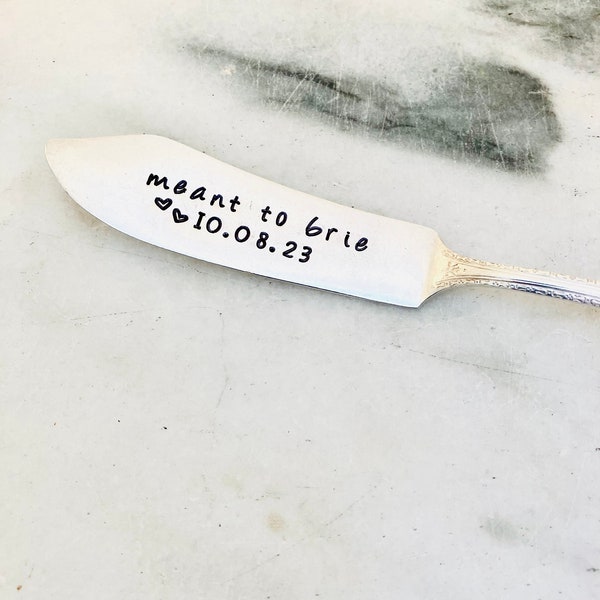 Stamped cheese spreader, engagement gift, meant to brie, custom cheese knife