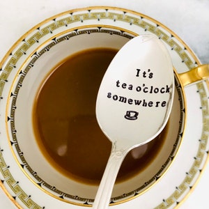 Custom stamped vintage spoon for tea, tea party