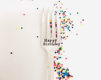 Happy Birthday vintage fork