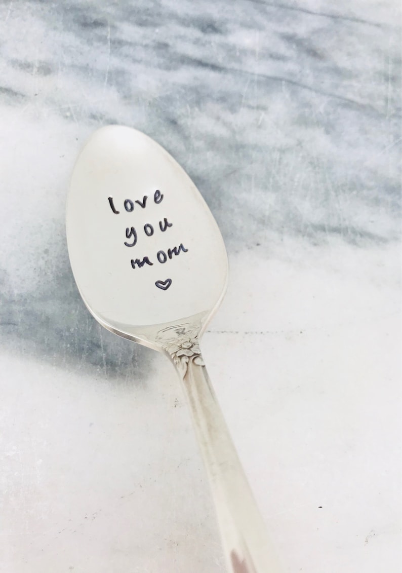 Mothers Day stamped spoon gift for mom handstamped vintage spoon love you mom