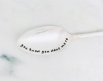 Stamped serving spoon, you know you want more, vintage silverplate