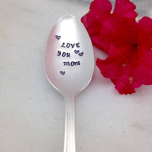 LOVE YOU MOM, coffee spoon, stamped spoon,Mothers Day gift, personalized spoon, stamped coffee spoon