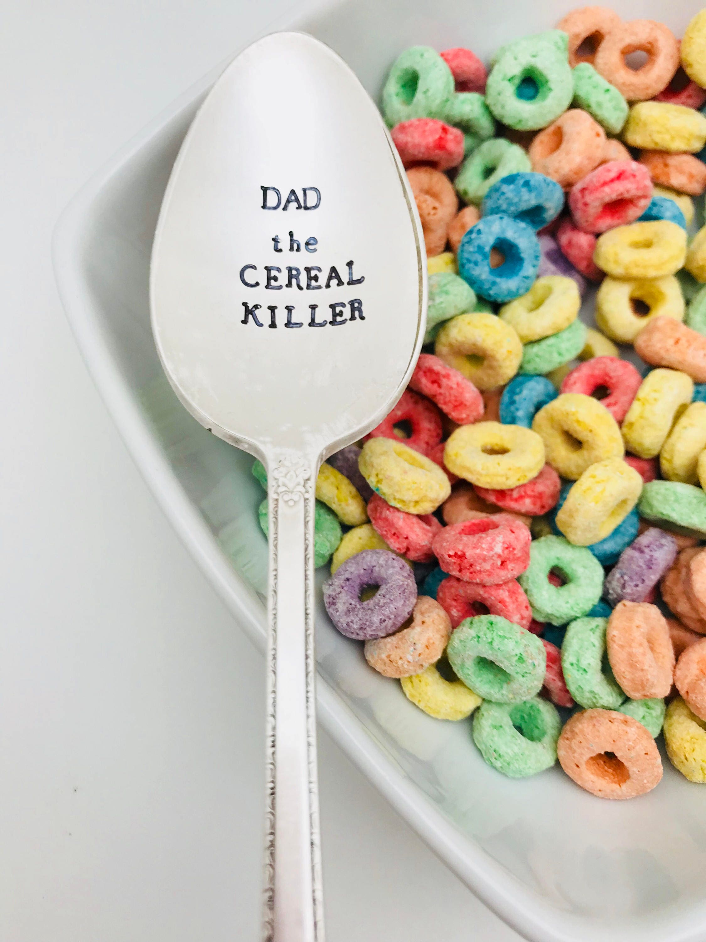 CEREAL KILLER handstamped spoon Dad the cereal killer custom Etsy