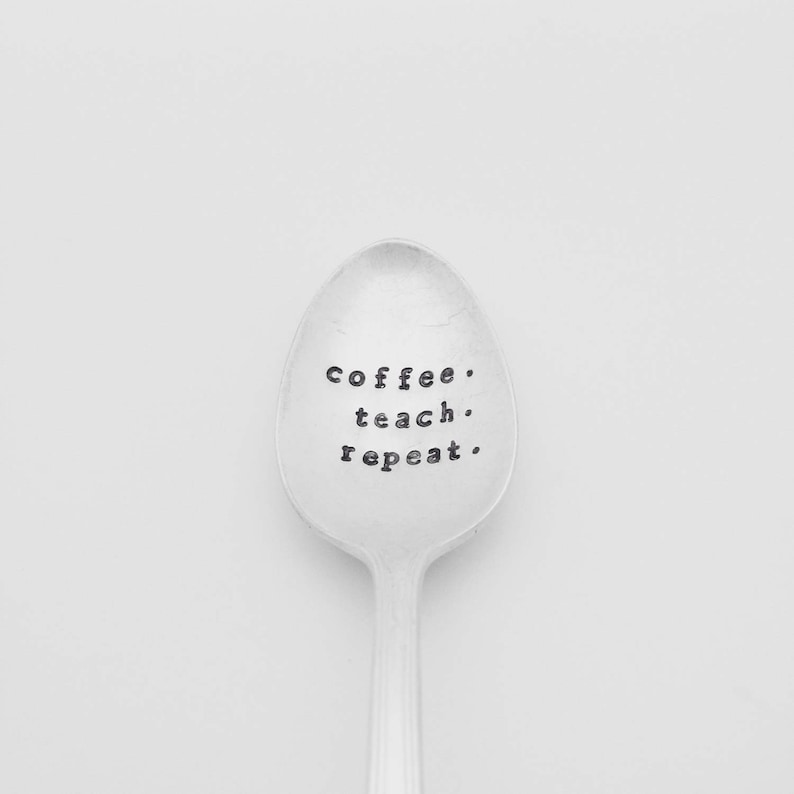 handstamped coffee spoon server GRATEFUL spoon hostess gift