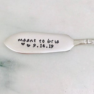 Stamped cheese spreader, best seller, engagement gift, meant to brie, custom cheese knife, personalized, wedding gift, vintage image 2