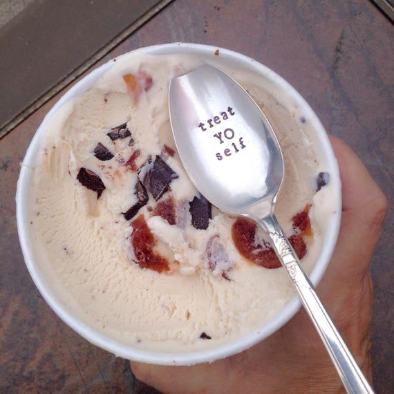 foodie gift custom stamped spoon treat yo self ice cream spoon Easter basket birthday gift