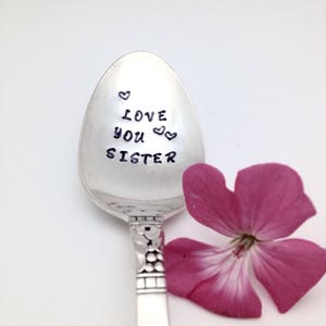 Love you sister coffee spoon, custom spoon, birthday gift, valentines day, vintage