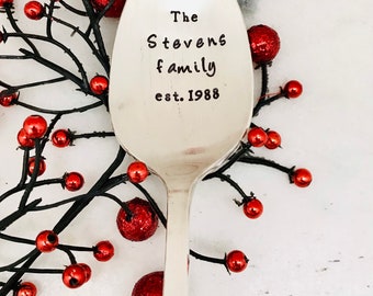 Personalized Stamped Vintage Serving Spoon: Family Name & Year