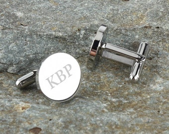 Wedding Name Cufflinks,  Initial Monogram Cuff Links Engraved Cufflinks, For Father of Bride Groom As Gift for Men