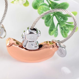 Cute Gift Monkey Keychain with Personalized Engraved Message Banana Bag Charm Anniversary Gift, for Girl Friend or Boy Friend Gift