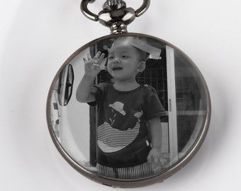 Pocket Watch with Engraved kids' Photo Anniversary Personalized  Gift  Pocket Watch  -Birthday Day Gift Grandparents Gift