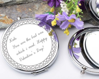 Personalized Pocket Mirror - Engraved Wedding Favors, Custom Bridal Party Gifts, Mother's Day