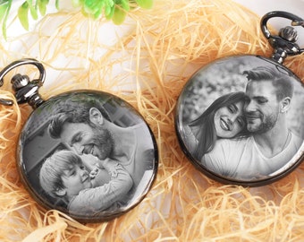 Orologio da tasca personalizzato con incisione fotografica: regalo di anniversario per lui