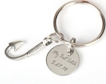 Personalized Fishing Keychain – Engraved Stainless Steel Fish Hook Keyring