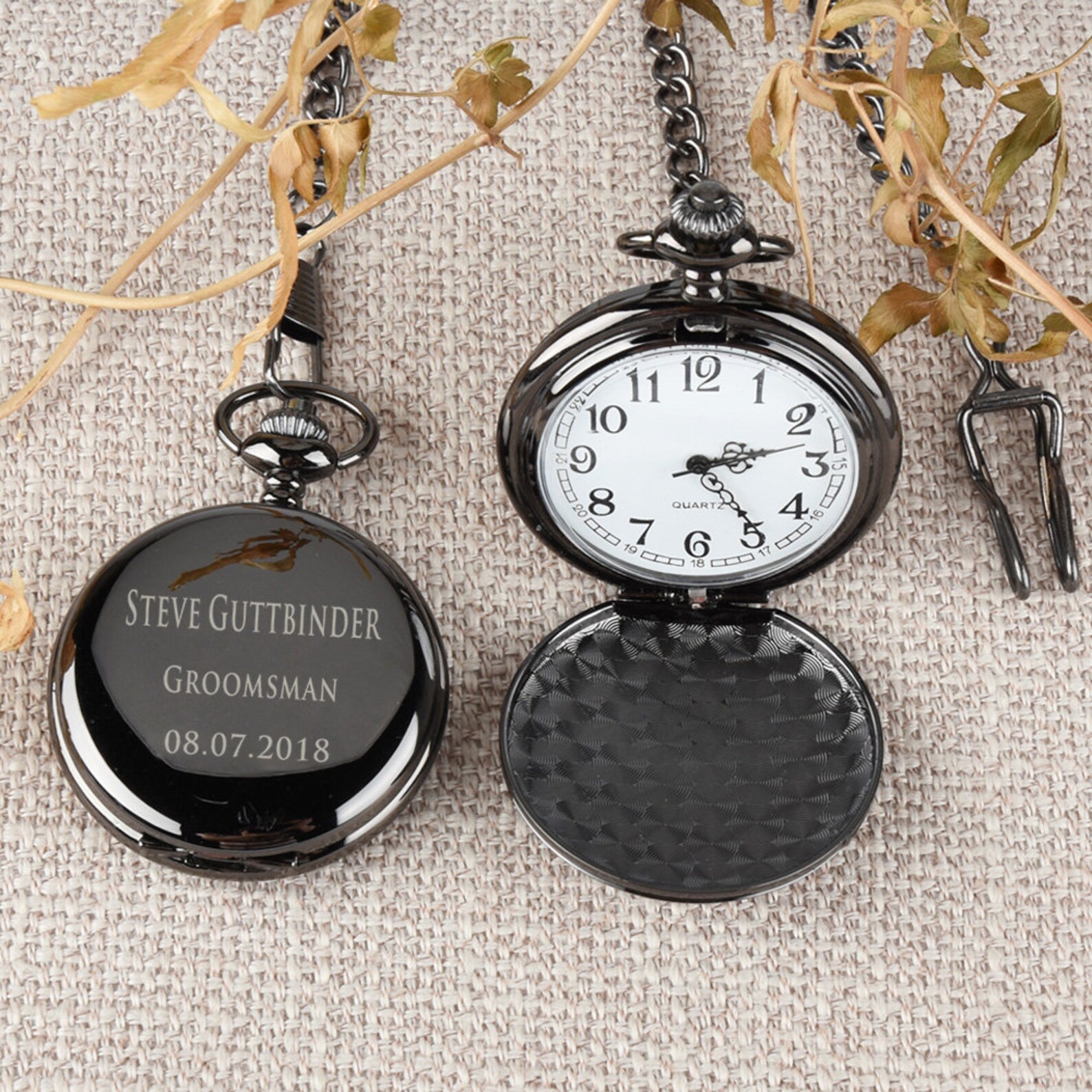 Men Pocket Watch Engraved Photo Anniversary Personalized Gift Etsy