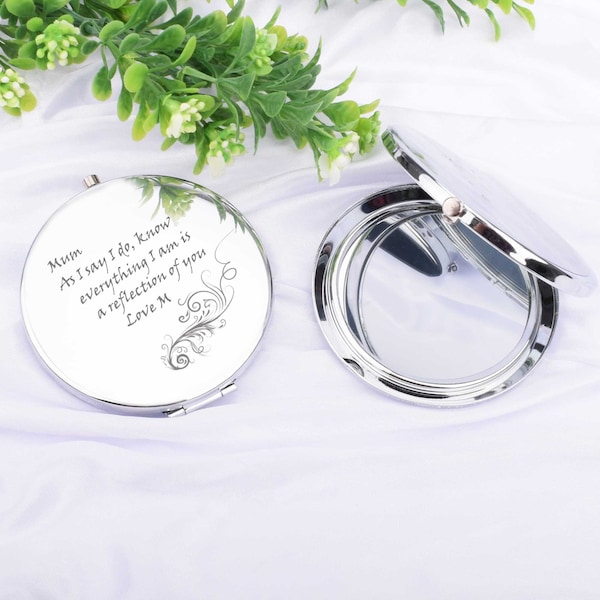 Miroir compact gravé personnalisé Miroir de poche personnalisé - faveurs de mariage pour les invités en vrac cadeau de fête de mariée pour les femmes