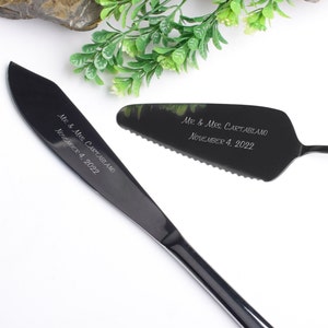 Custom Engraved Wedding Cake Cutter Set - Personalized Cake Knife and Server for Couples