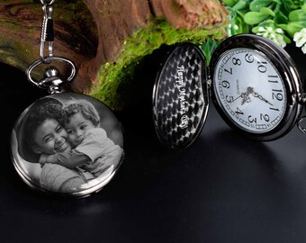 Personalized Photo Engraved Pocket Watch – Anniversary Gift
