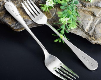 Wedding Forks Engraved, Custom Wedding Date Fork Set, Personalized Gift for Couple Anniversary Gift